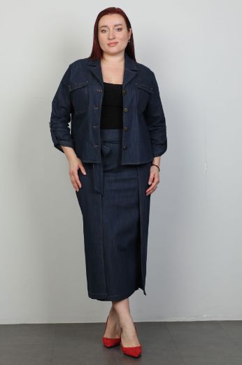 Picture of Nzr Line 2153xl NAVY BLUE Plus Size Women Suit