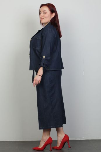 Picture of Nzr Line 2153xl NAVY BLUE Plus Size Women Suit