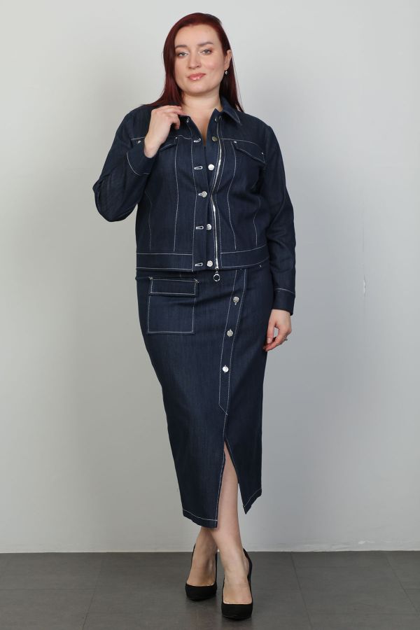 Picture of Nzr Line 2152xl NAVY BLUE Plus Size Women Suit