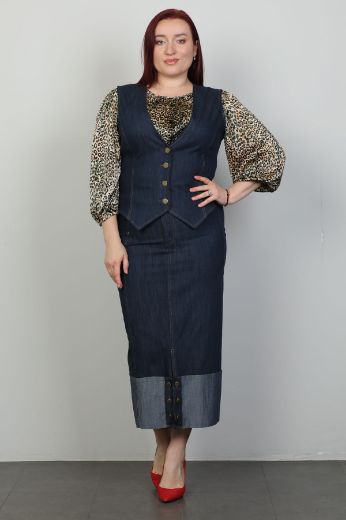 Picture of Nzr Line 3965xl NAVY BLUE Plus Size Women Suit