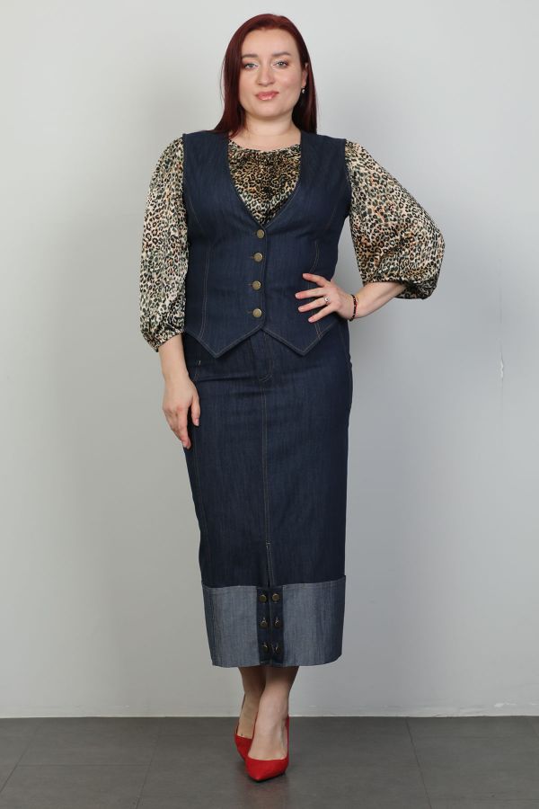 Picture of Nzr Line 3965xl NAVY BLUE Plus Size Women Suit