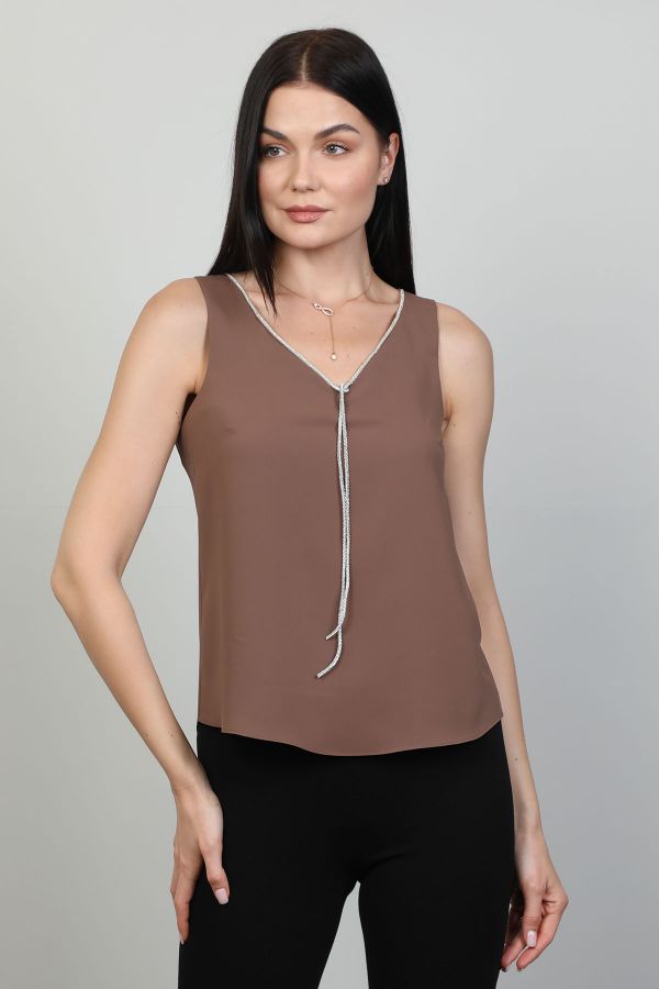 Picture of Modalinda 43174 BROWN Women Blouse