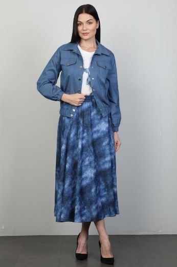 Picture of Ultramaxx 25W-8560 INDIGO WOMANS SKIRT SUIT 