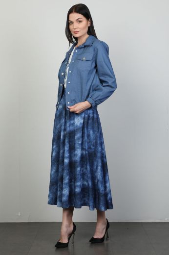 Picture of Ultramaxx 25W-8560 INDIGO WOMANS SKIRT SUIT 