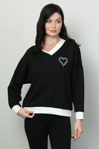 Vazzo&Green Apple 8551 SIYAH Kadın Sweatshirt resmi