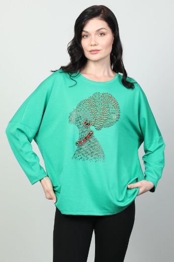 Vazzo&Green Apple 8568 YESIL Kadın Sweatshirt resmi