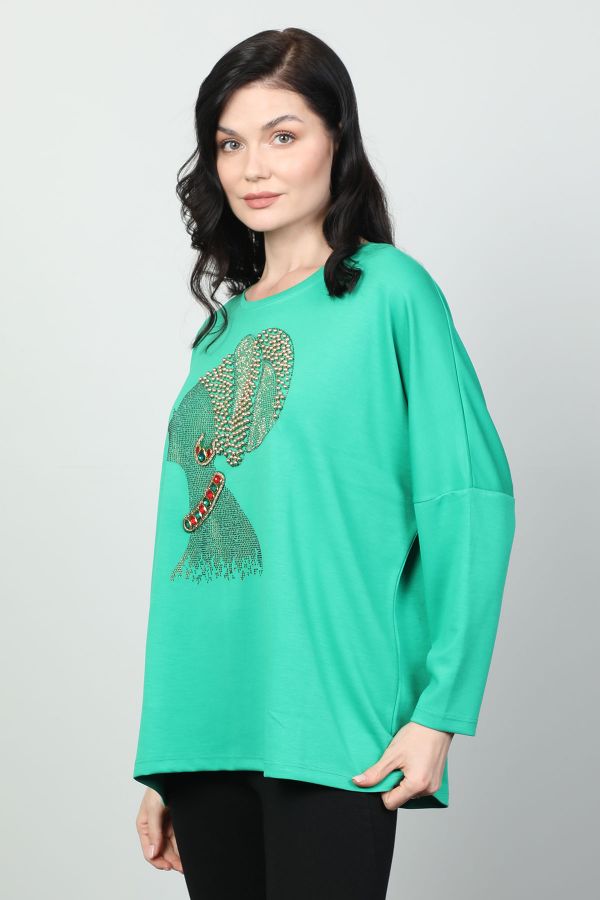 Vazzo&Green Apple 8568 YESIL Kadın Sweatshirt resmi