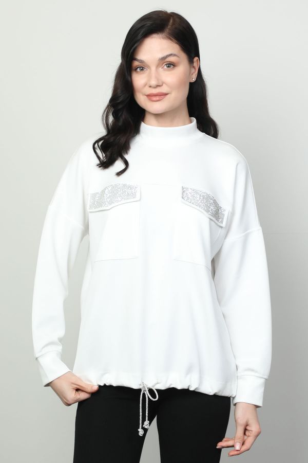 Vazzo&Green Apple 8565 EKRU Kadın Sweatshirt resmi