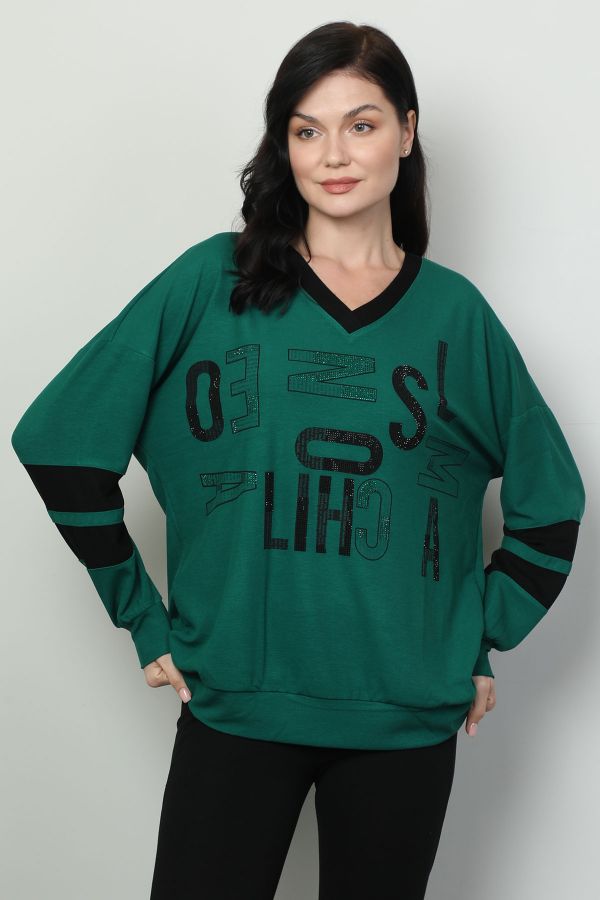 Vazzo&Green Apple 8571 YESIL Kadın Sweatshirt resmi