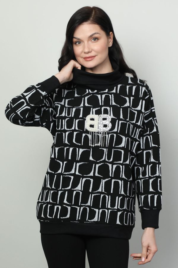 Vazzo&Green Apple 8577 SIYAH Kadın Sweatshirt resmi