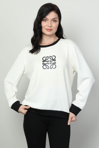 Vazzo&Green Apple 8523 EKRU Kadın Sweatshirt resmi