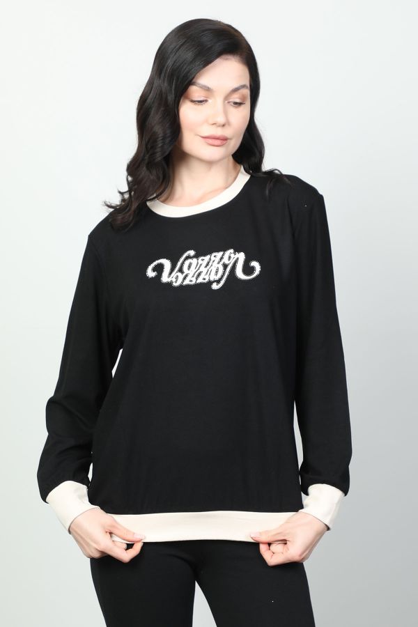 Vazzo&Green Apple 8569 SIYAH Kadın Sweatshirt resmi