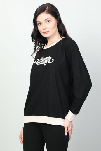 Vazzo&Green Apple 8569 SIYAH Kadın Sweatshirt resmi