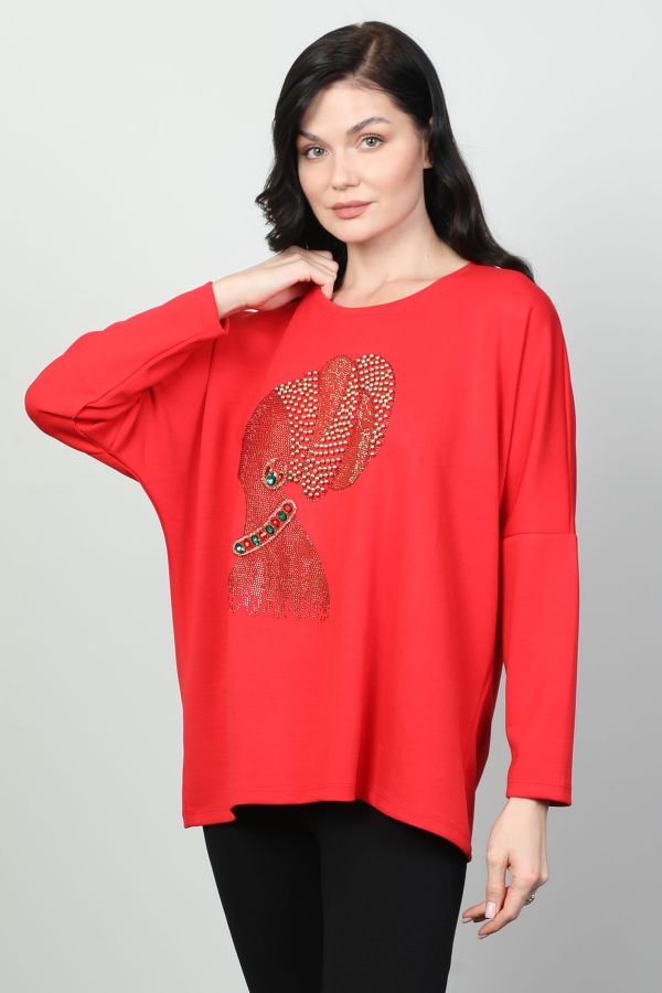 Vazzo&Green Apple 8568 KIRMIZI Kadın Sweatshirt resmi