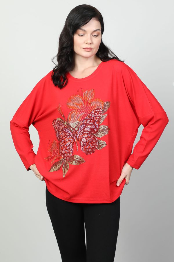 Vazzo&Green Apple 8559 KIRMIZI Kadın Sweatshirt resmi