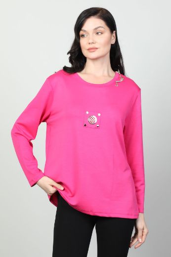 Vazzo&Green Apple 8549 PEMBE Kadın Sweatshirt resmi